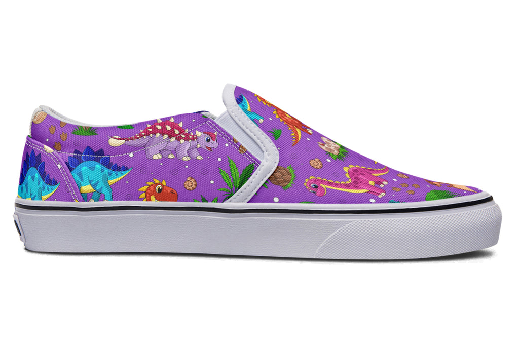 Purple Baby Dinos Slip Ons - Offbeat Sweetie