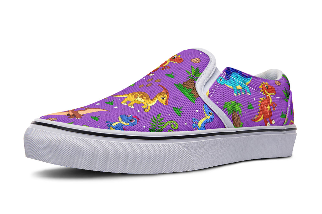 Purple Baby Dinos Slip Ons - Offbeat Sweetie