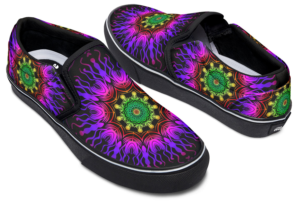 Purple Haze Mandala Slip Ons - Offbeat Sweetie