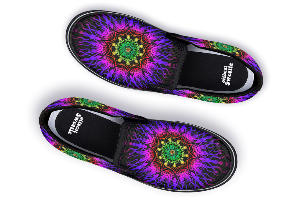 Purple Haze Mandala Slip Ons - Offbeat Sweetie
