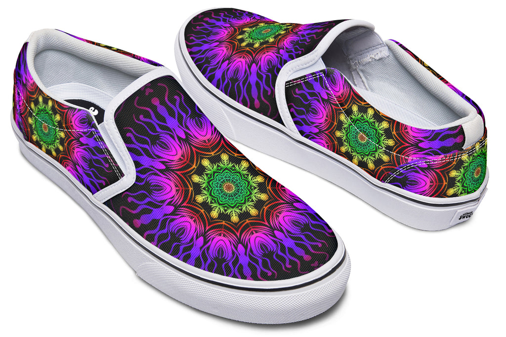 Purple Haze Mandala Slip Ons - Offbeat Sweetie