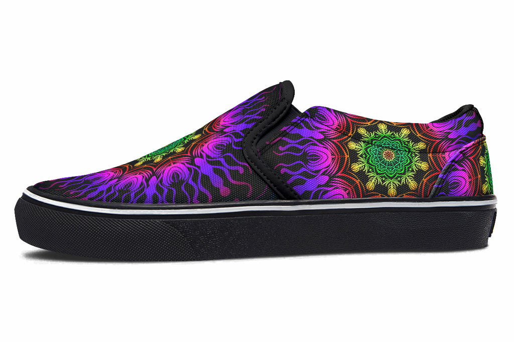 Purple Haze Mandala Slip Ons - Offbeat Sweetie
