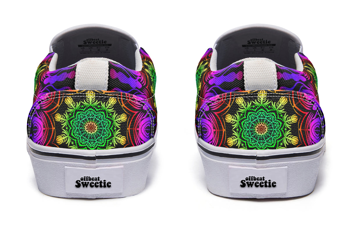 Purple Haze Mandala Slip Ons - Offbeat Sweetie