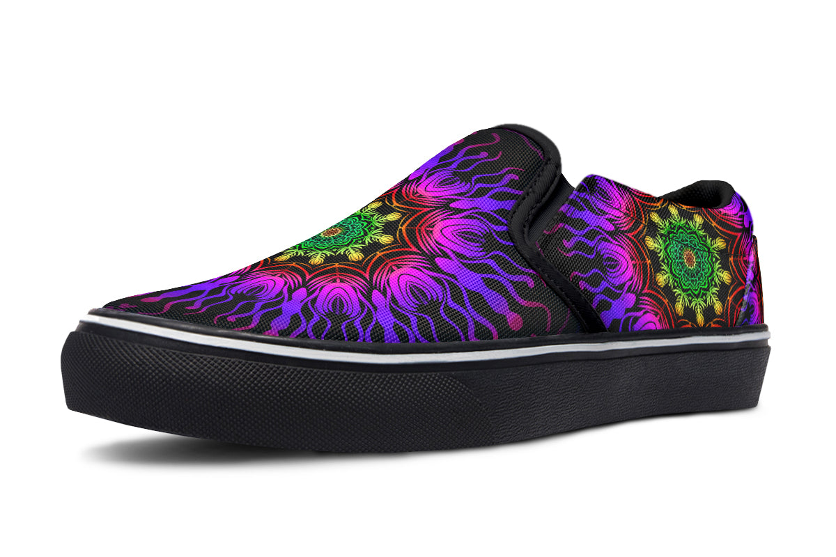 Purple Haze Mandala Slip Ons - Offbeat Sweetie