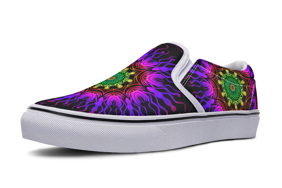 Purple Haze Mandala Slip Ons - Offbeat Sweetie