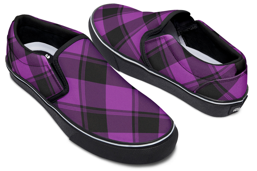 Purple Reign Plaid Slip Ons