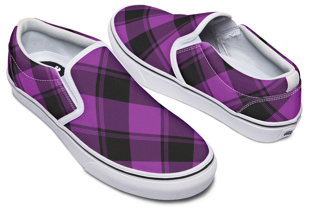 Purple Reign Plaid Slip Ons