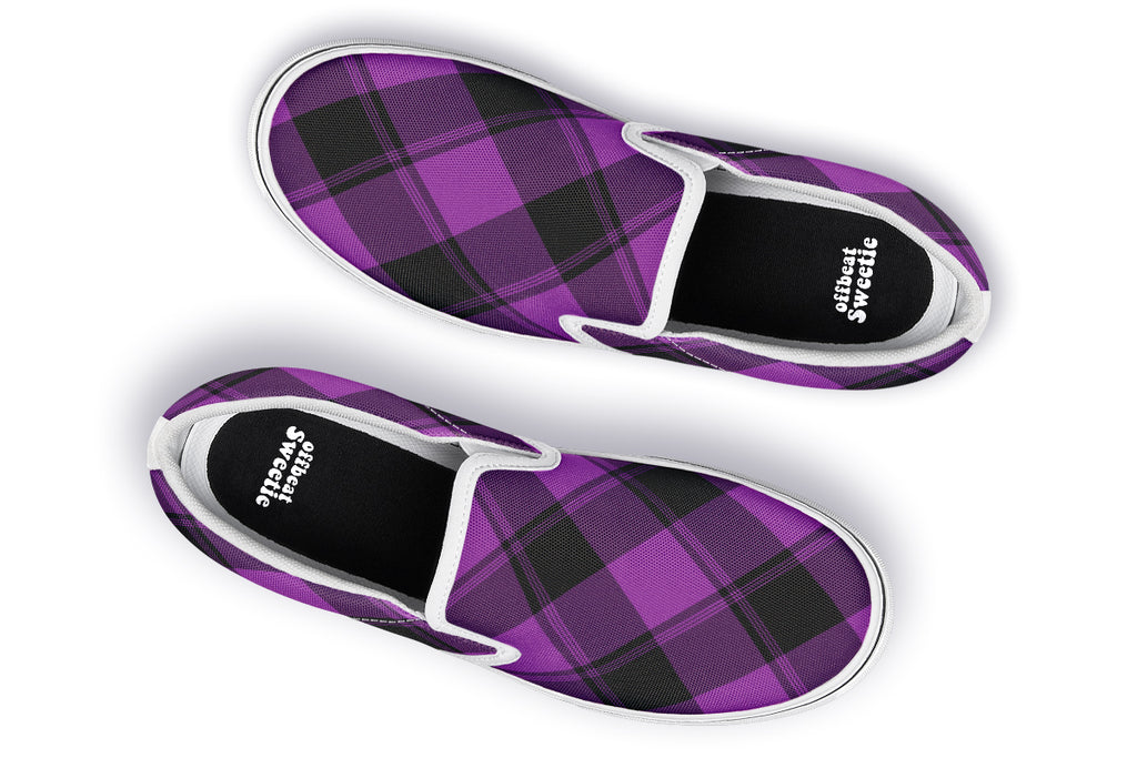 Purple Reign Plaid Slip Ons