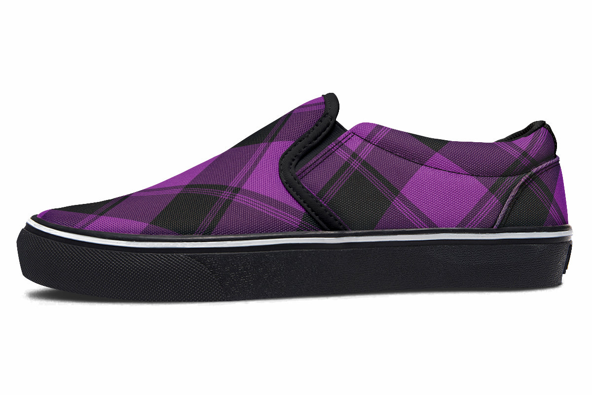 Purple Reign Plaid Slip Ons