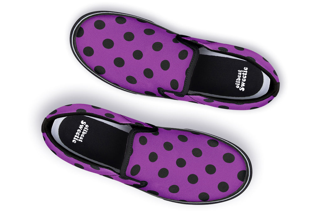 Purple Reign Polka Dot Slip Ons