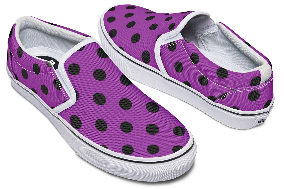 Purple Reign Polka Dot Slip Ons