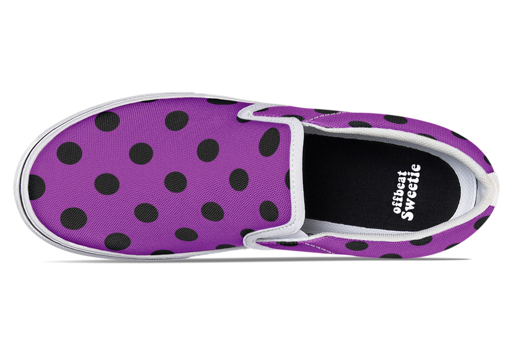 Purple Reign Polka Dot Slip Ons
