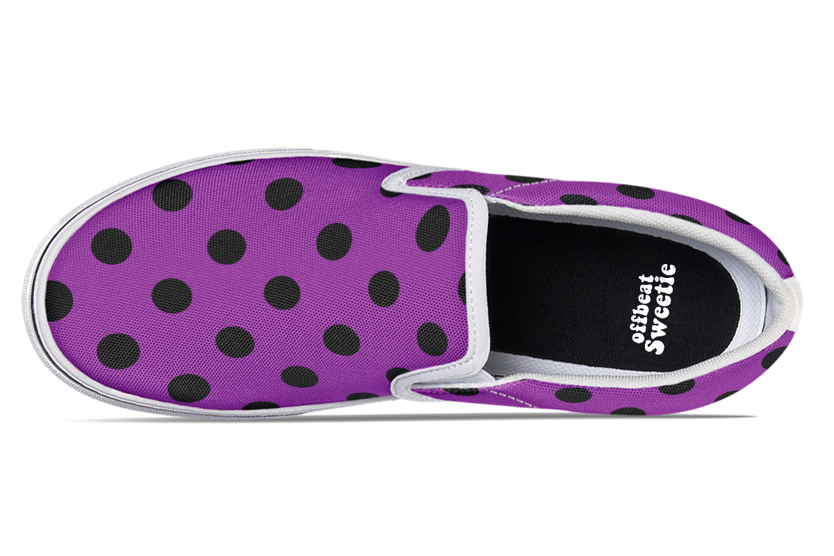Purple Reign Polka Dot Slip Ons