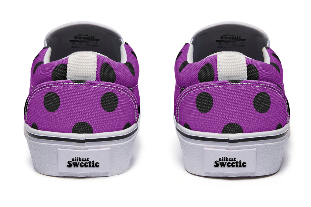 Purple Reign Polka Dot Slip Ons