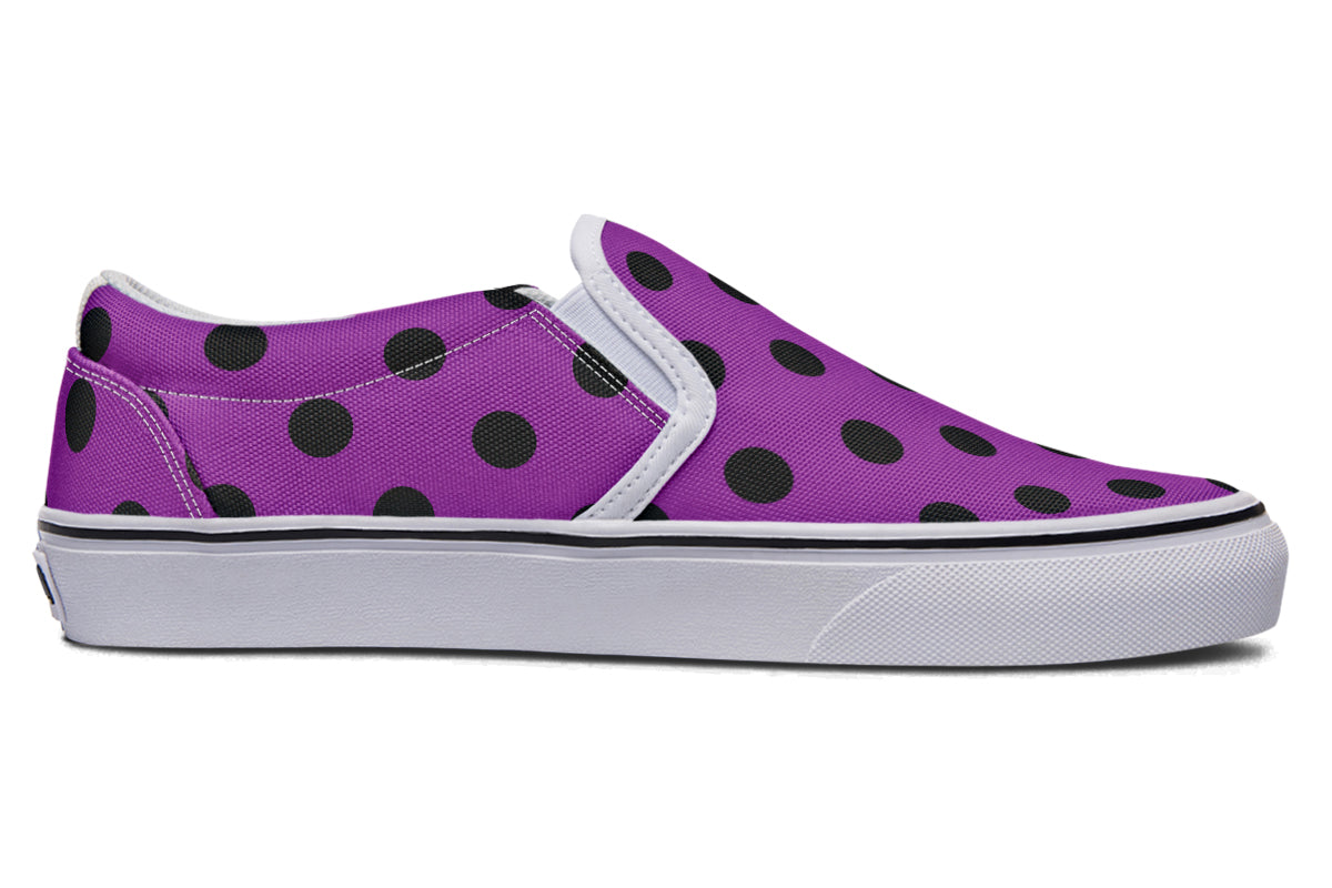 Purple Reign Polka Dot Slip Ons