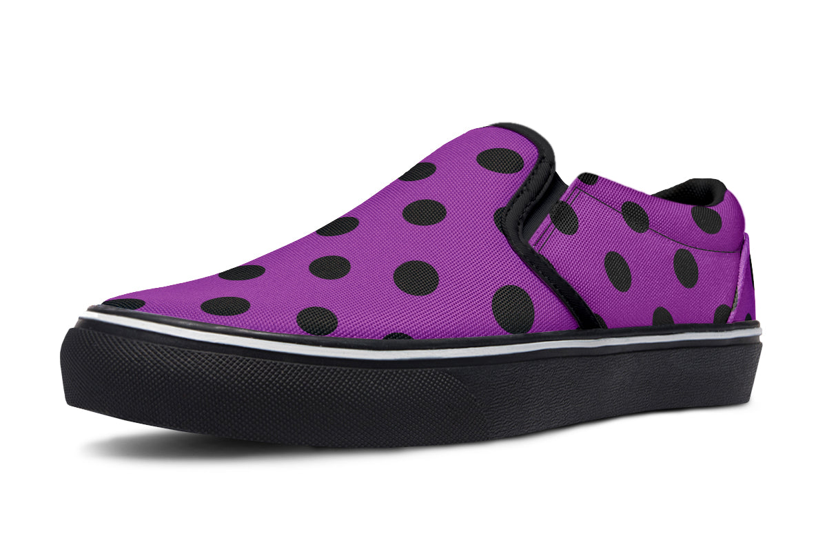 Purple Reign Polka Dot Slip Ons