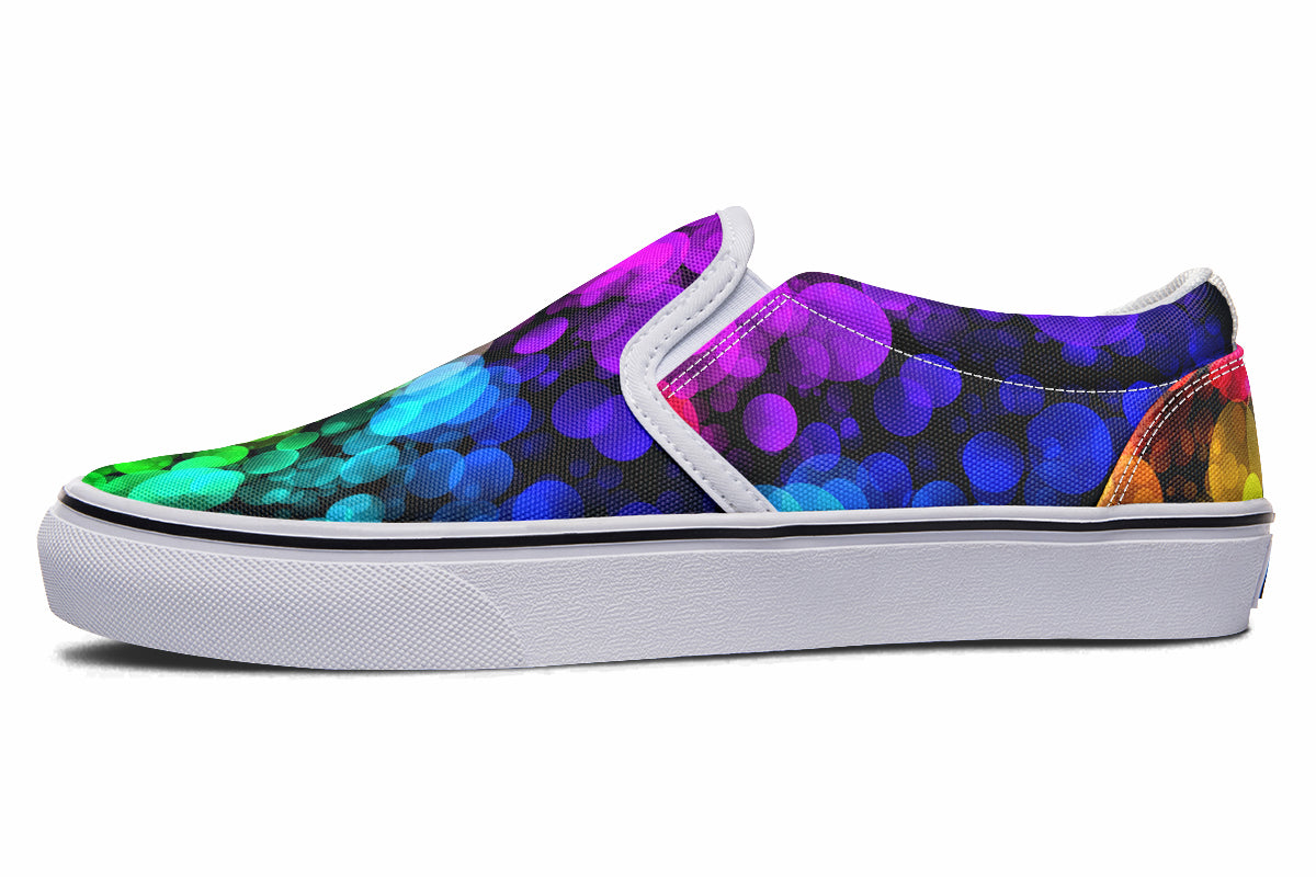 Rainbow Bubbles Slip Ons - Offbeat Sweetie