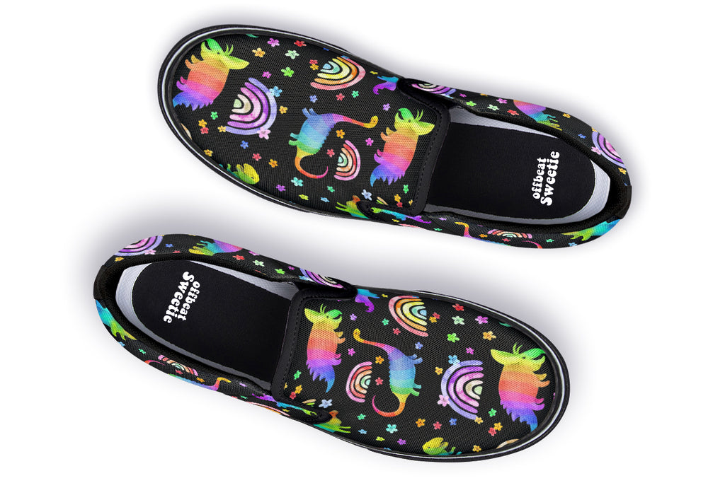 Rainbow Dinos Slip Ons - Offbeat Sweetie
