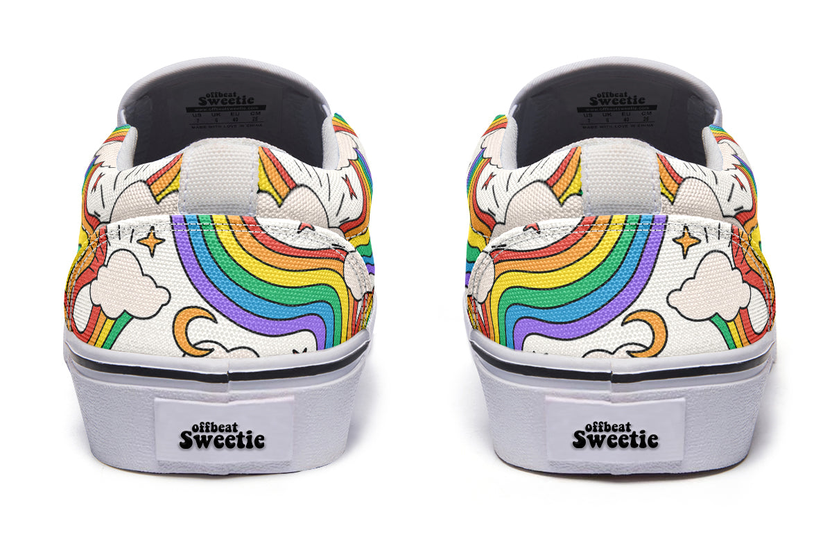 Rainbow Dreams Slip Ons - Offbeat Sweetie