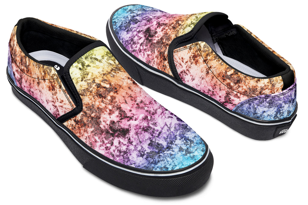Rainbow Grunge Slip Ons - Offbeat Sweetie
