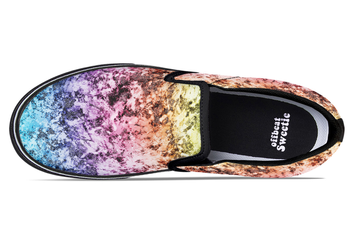 Rainbow Grunge Slip Ons - Offbeat Sweetie