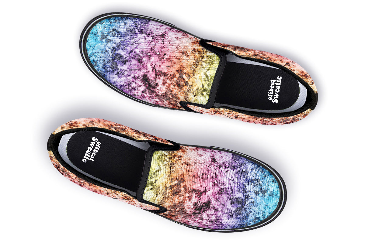 Rainbow Grunge Slip Ons - Offbeat Sweetie
