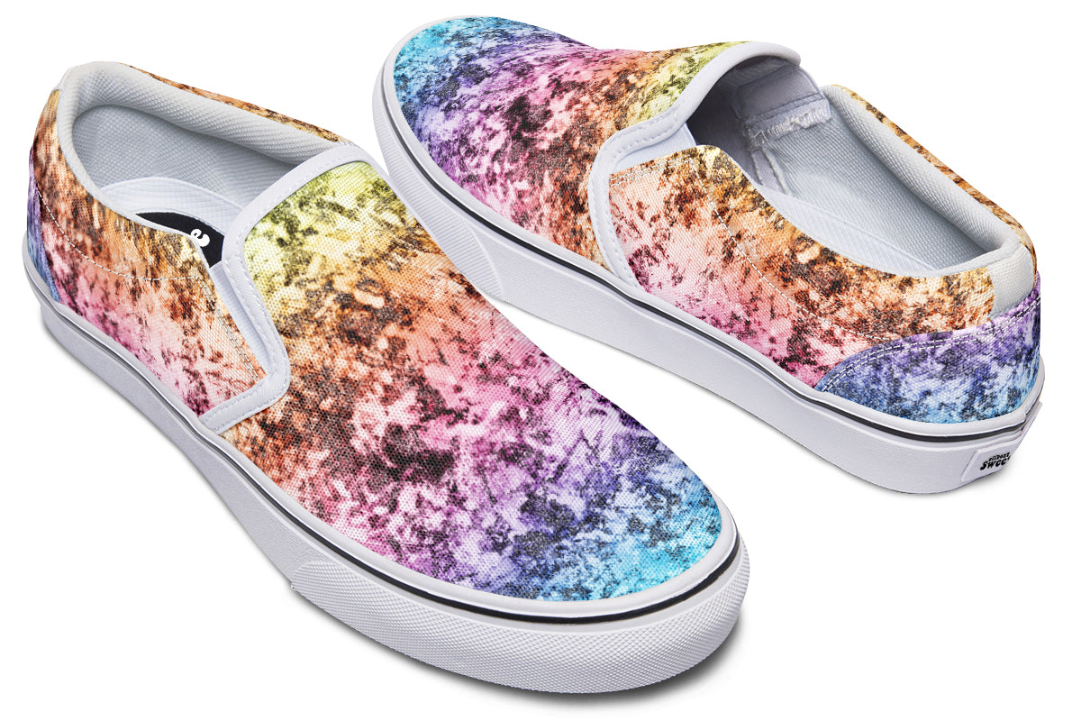 Rainbow Grunge Slip Ons - Offbeat Sweetie