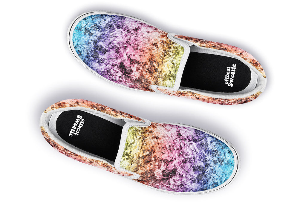 Rainbow Grunge Slip Ons - Offbeat Sweetie