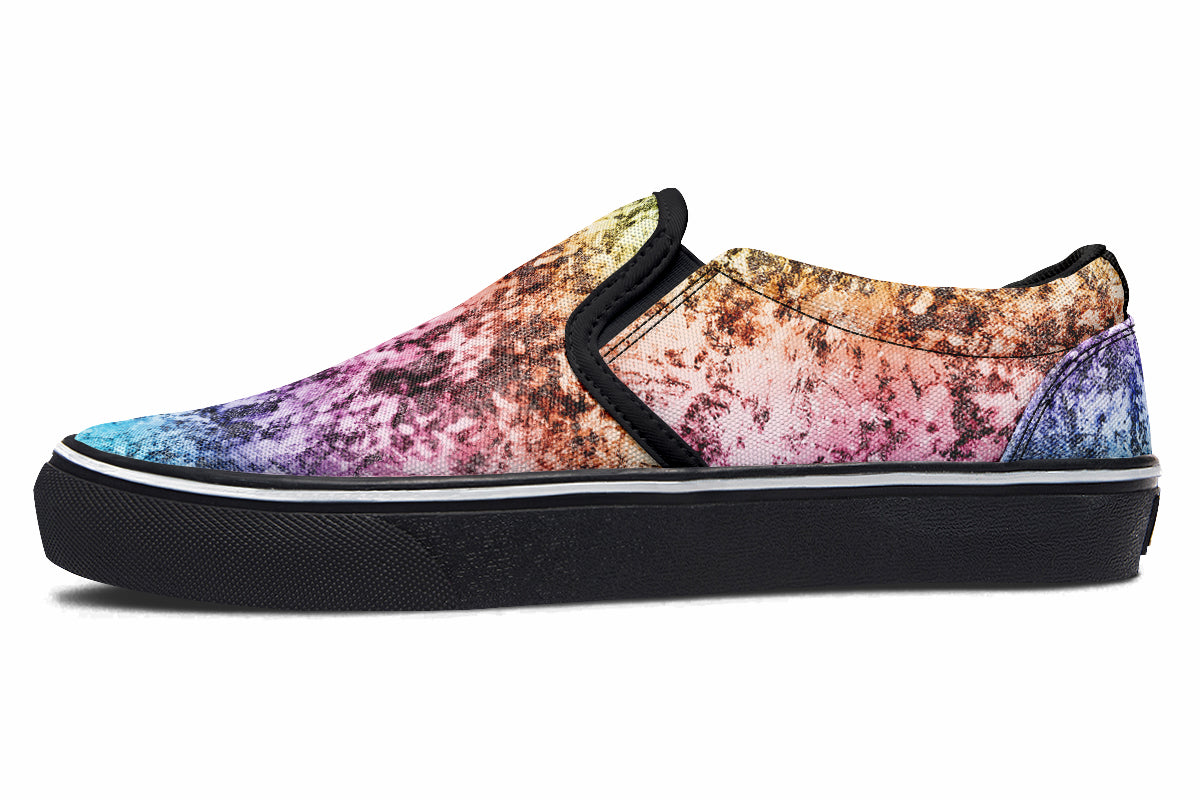 Rainbow Grunge Slip Ons - Offbeat Sweetie