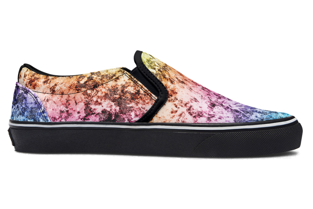 Rainbow Grunge Slip Ons - Offbeat Sweetie
