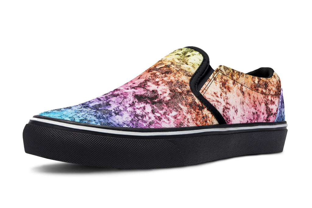 Rainbow Grunge Slip Ons - Offbeat Sweetie
