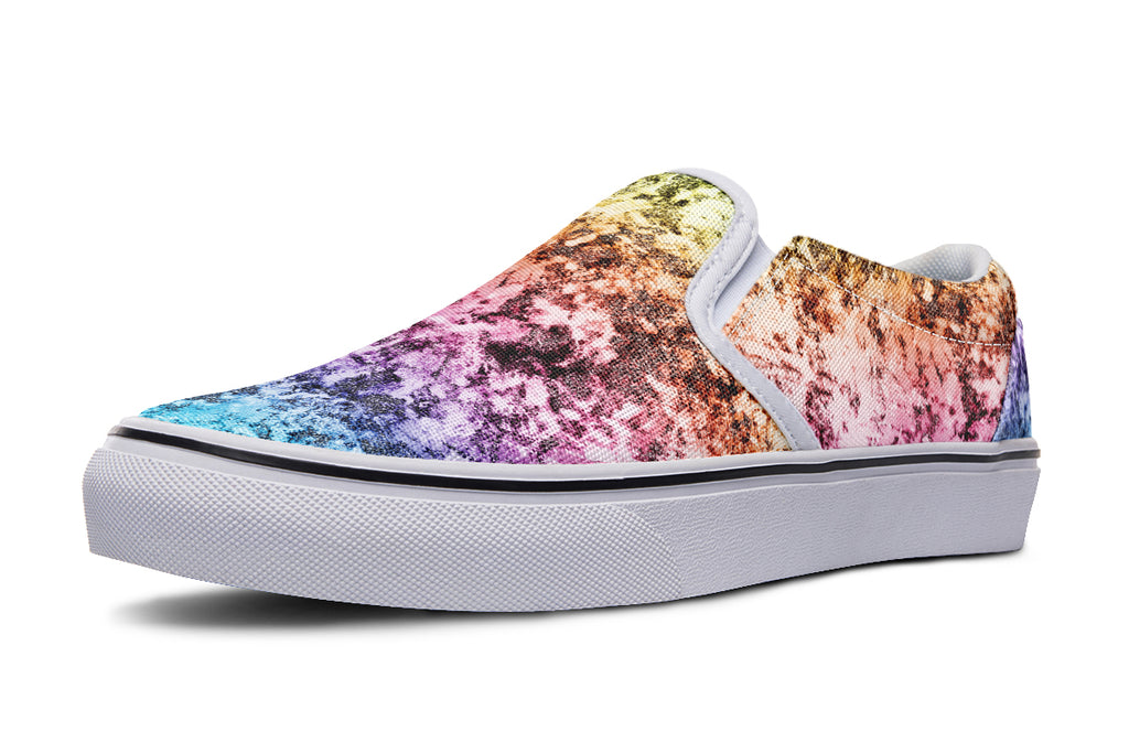 Rainbow Grunge Slip Ons - Offbeat Sweetie