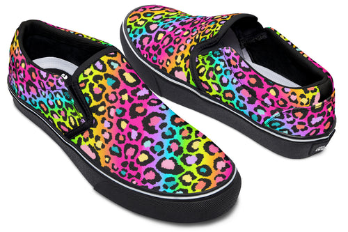 Rainbow Leopard Slip Ons - Offbeat Sweetie