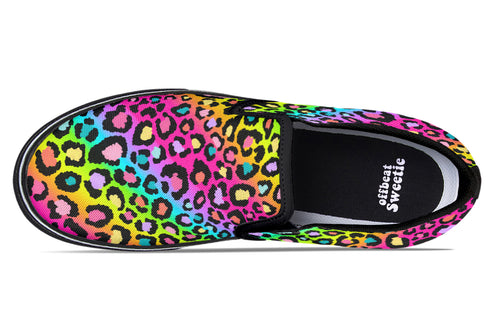 Rainbow Leopard Slip Ons - Offbeat Sweetie