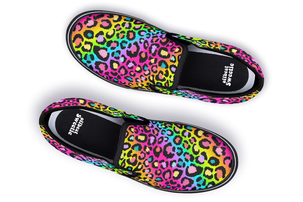 Rainbow Leopard Slip Ons - Offbeat Sweetie