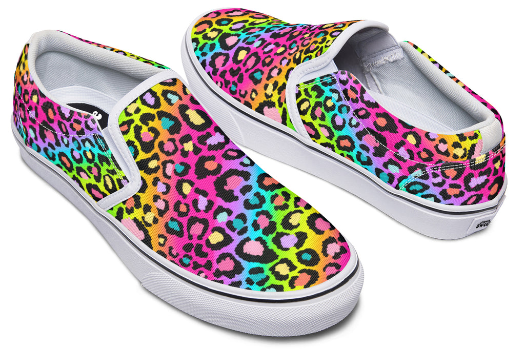 Rainbow Leopard Slip Ons - Offbeat Sweetie