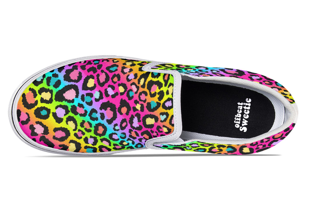 Rainbow Leopard Slip Ons - Offbeat Sweetie
