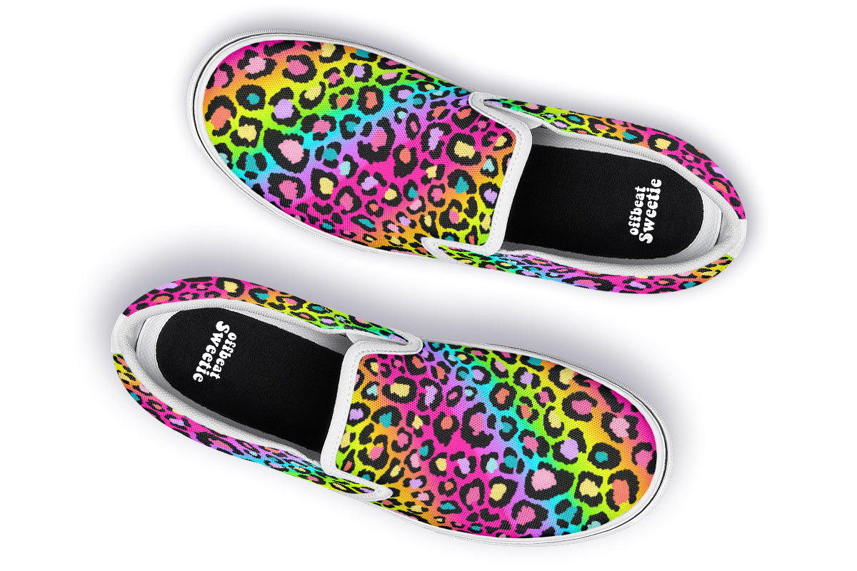 Rainbow Leopard Slip Ons - Offbeat Sweetie