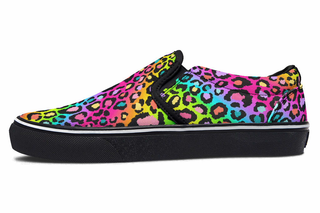 Rainbow Leopard Slip Ons - Offbeat Sweetie