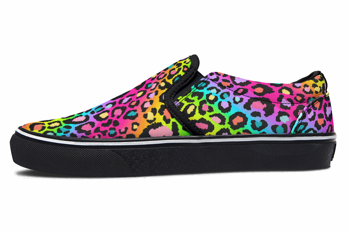 Rainbow Leopard Slip Ons - Offbeat Sweetie