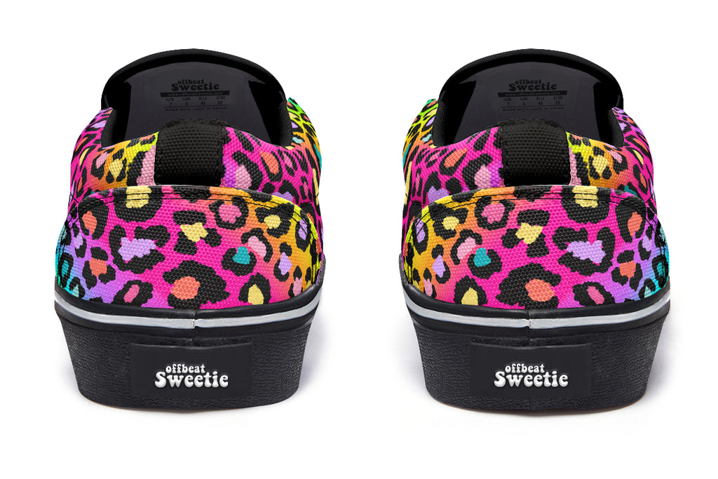 Rainbow Leopard Slip Ons - Offbeat Sweetie