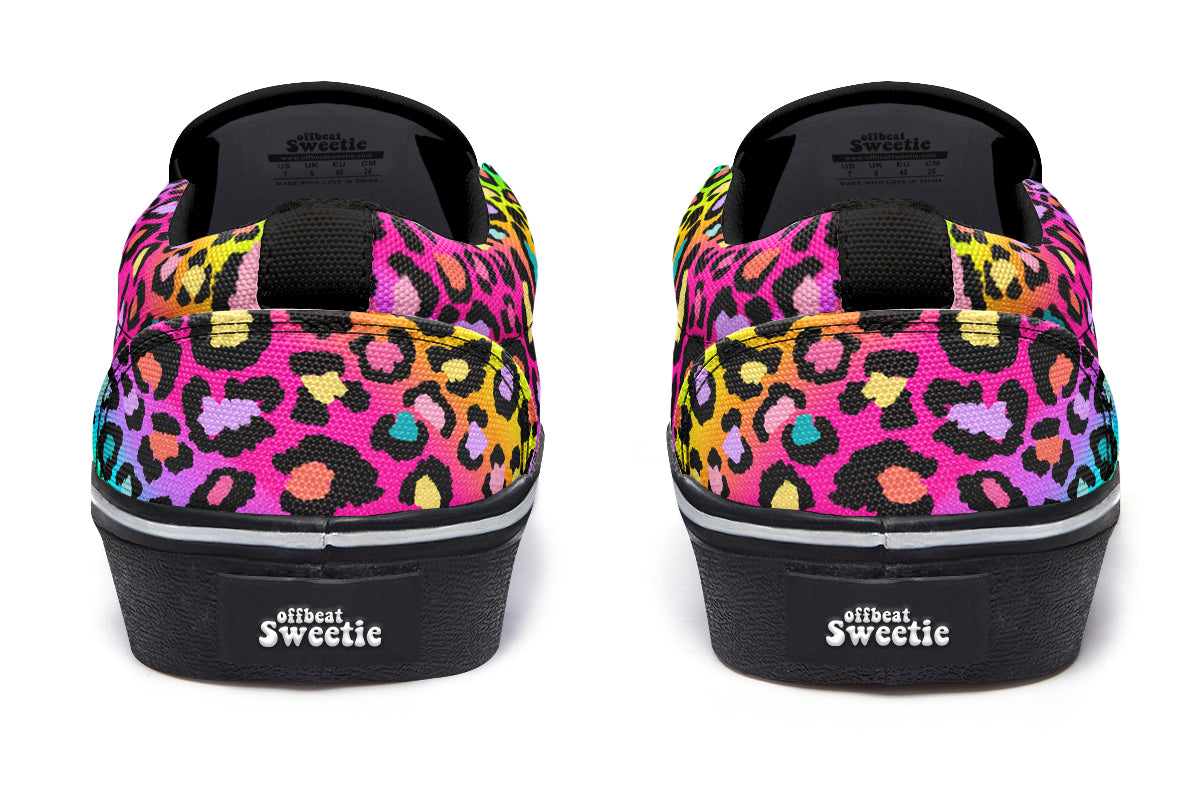 Rainbow Leopard Slip Ons - Offbeat Sweetie