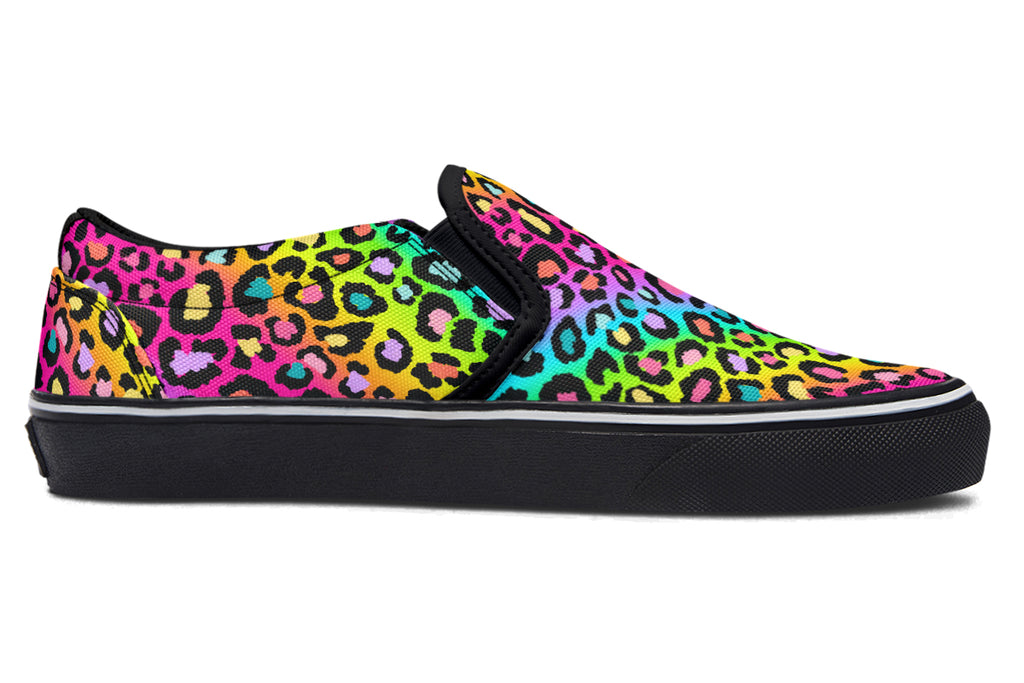 Rainbow Leopard Slip Ons - Offbeat Sweetie