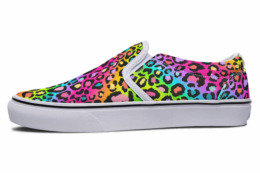 Rainbow Leopard Slip Ons - Offbeat Sweetie