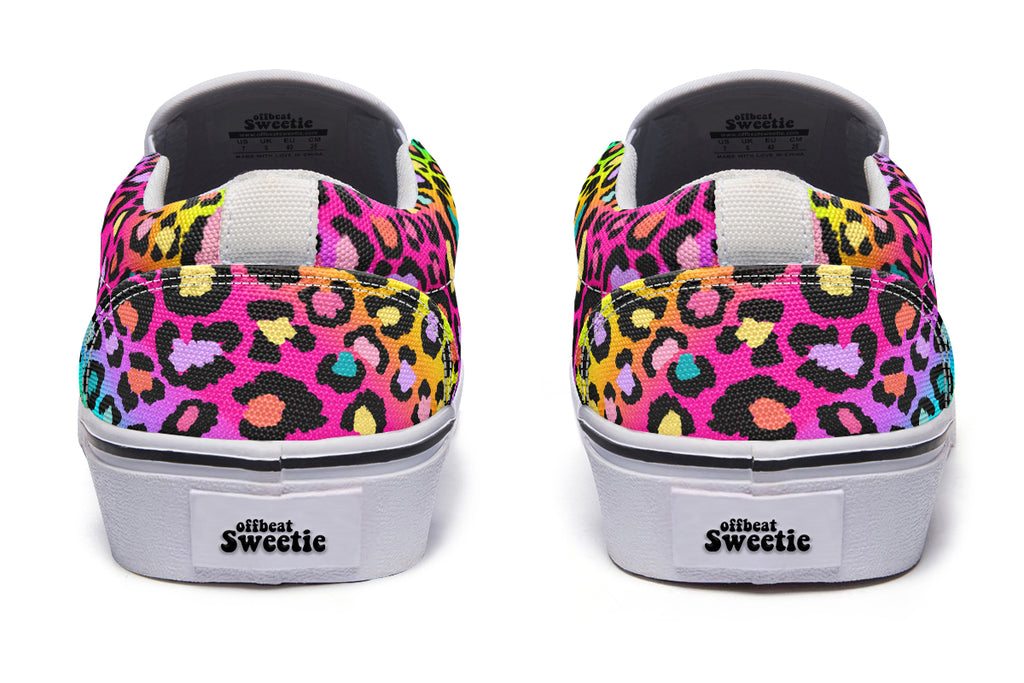 Rainbow Leopard Slip Ons - Offbeat Sweetie