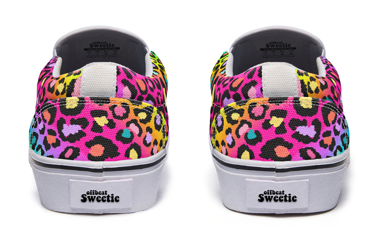 Rainbow Leopard Slip Ons - Offbeat Sweetie