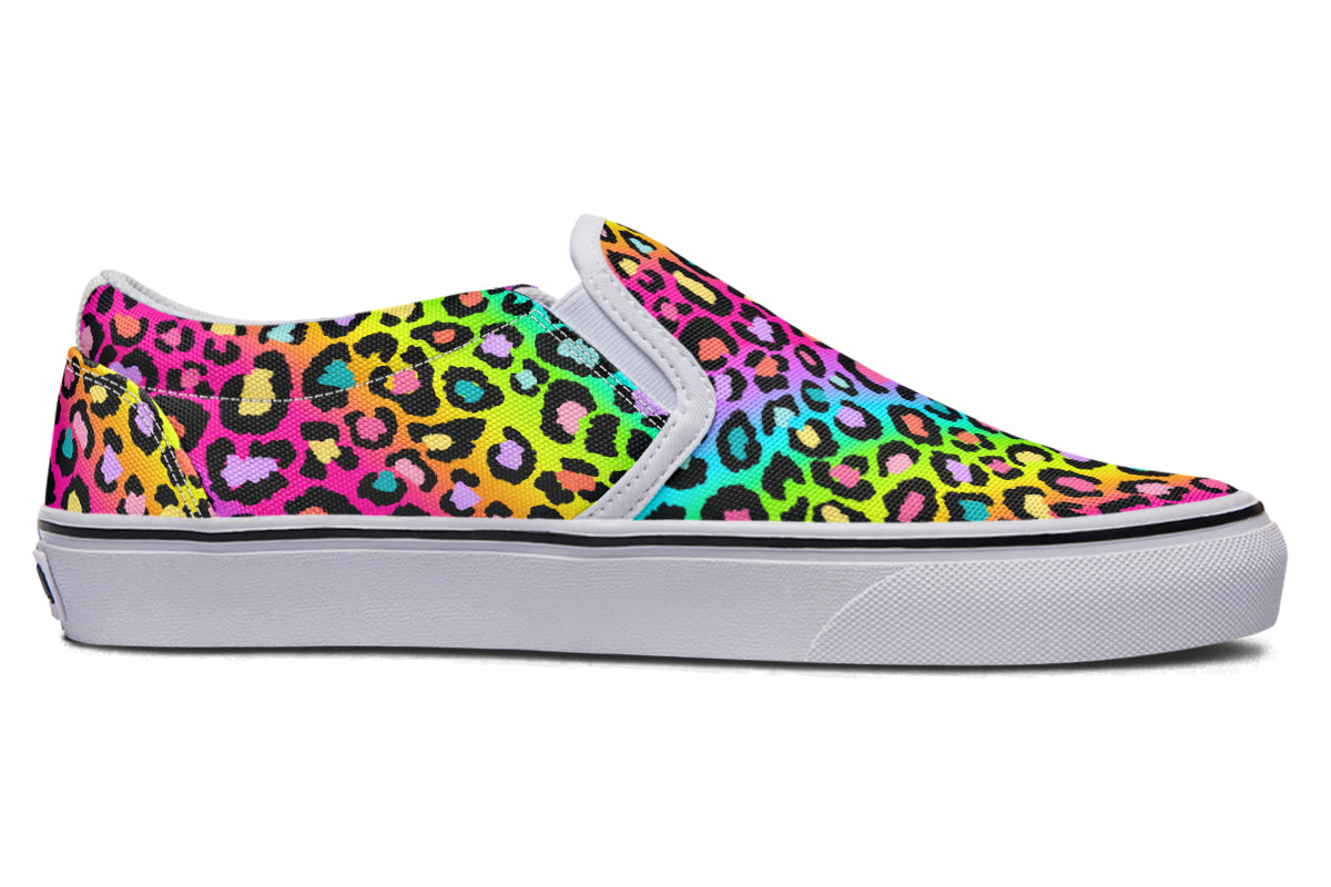 Rainbow Leopard Slip Ons - Offbeat Sweetie