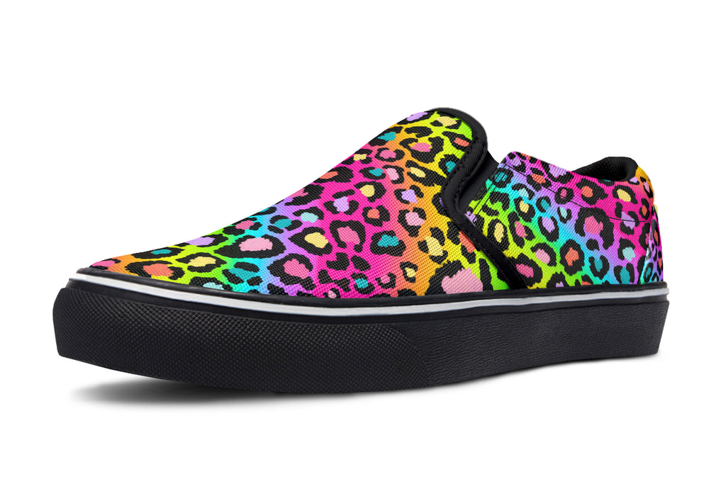 Rainbow Leopard Slip Ons - Offbeat Sweetie