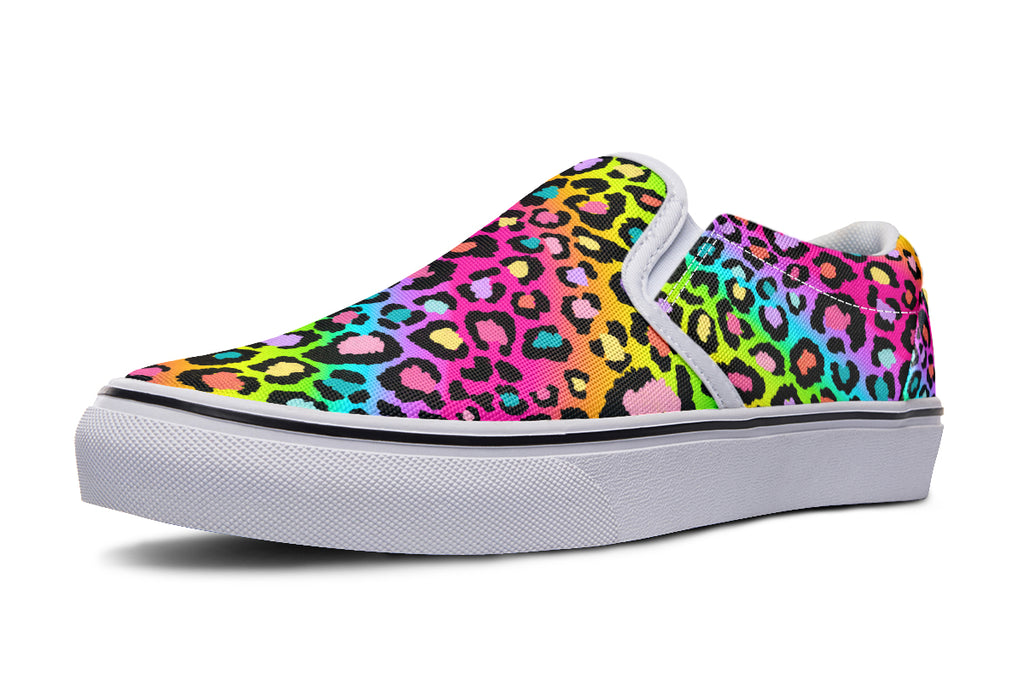 Rainbow Leopard Slip Ons - Offbeat Sweetie
