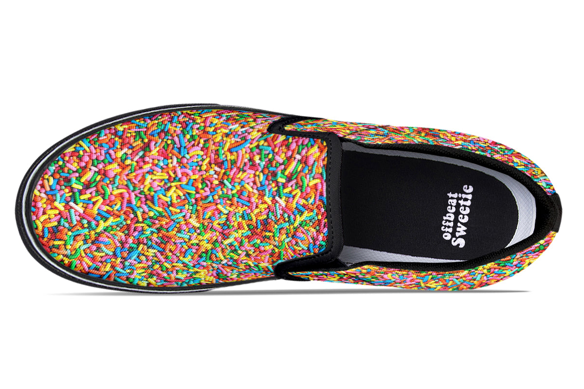 Rainbow Sprinkles Slip Ons - Offbeat Sweetie